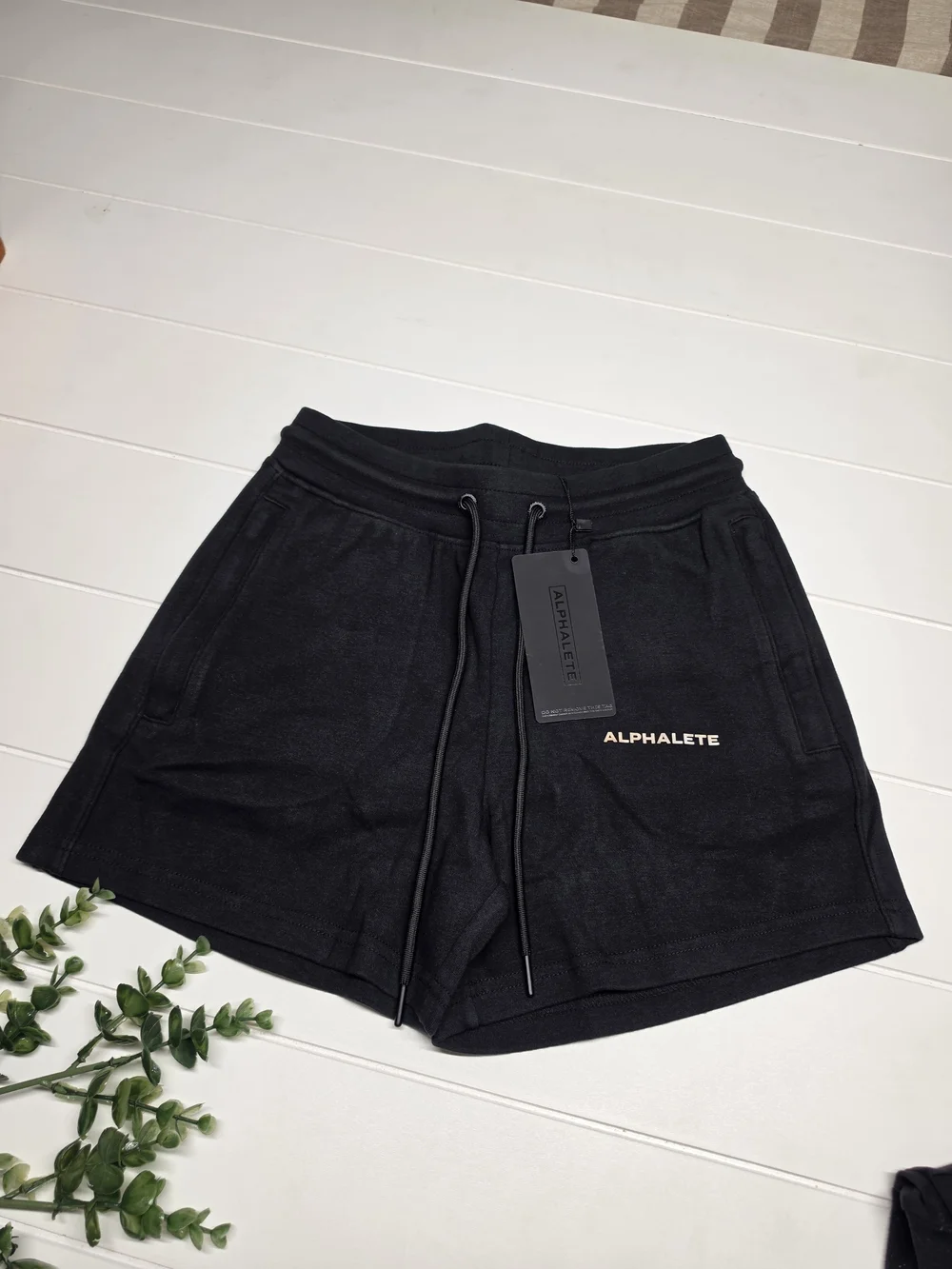 NEW Alphalete Sweat Pant Black Drawstring Performance Shorts Small